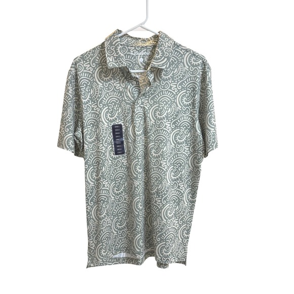 New Chubbies Polo Shirt Mens Small Sage Green Swirl Performance Stretch Relaxed - Picture 7 of 12
